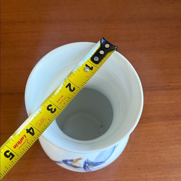 White Ceramic Vase with Blue Accents handcrafted vintage studio pottery signed - Picture 6 of 8